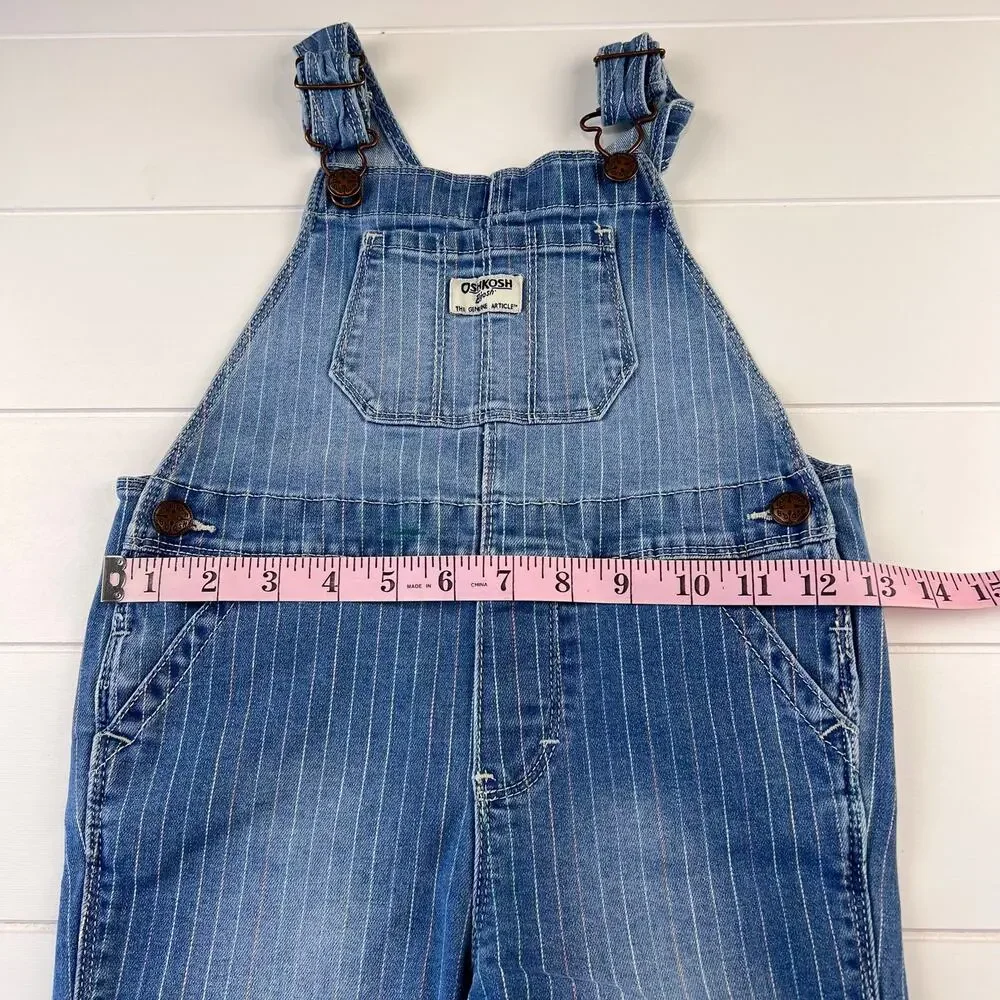 Oshkosh B’gosh Rainbow pinstripe Denim Jean Overalls Size 4T Girls